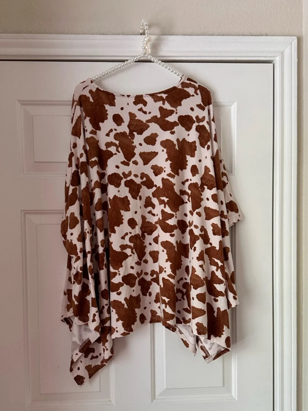 Jodifle Brown & White Cow Print Poncho Top - Picture 5 of 6